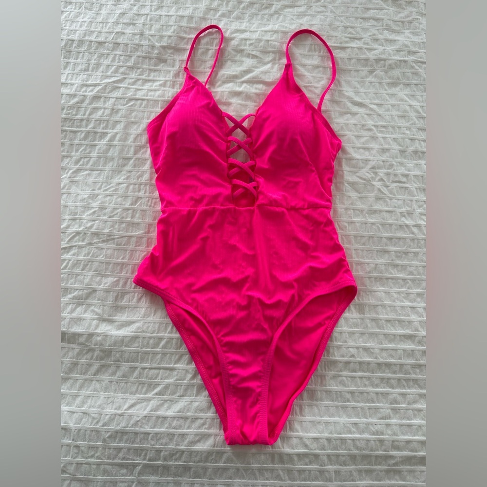 Bright pink one pice swimsuit